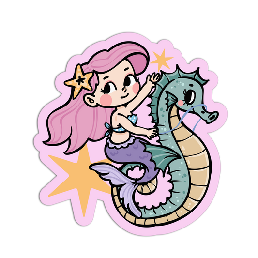 Seahorse Rider - Cute Mermaid Sticker