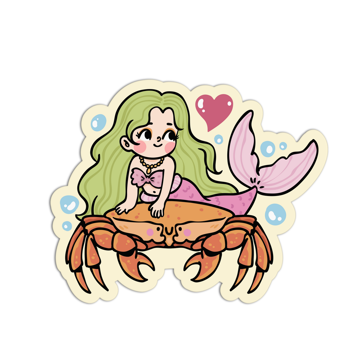 Crab Friend - Cute Mermaid Sticker