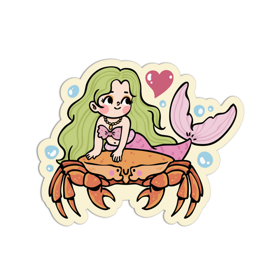 Crab Friend - Cute Mermaid Sticker