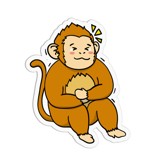 Laughing Sitting Cute Monkies Sticker