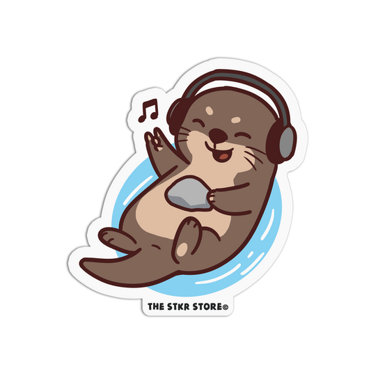 Rock And Roll Cute Otter Sticker - The Stkr Store