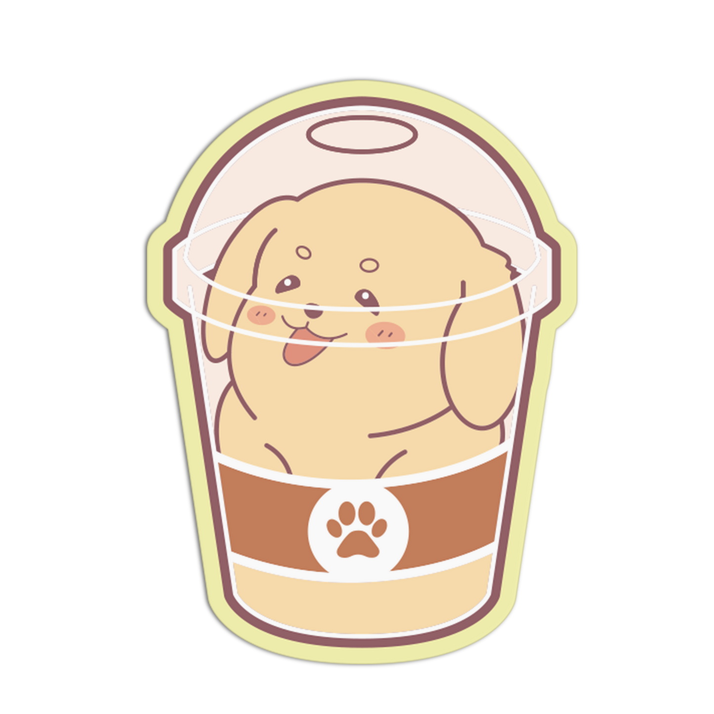 Golden Retriever Drink Cute Packed Sticker