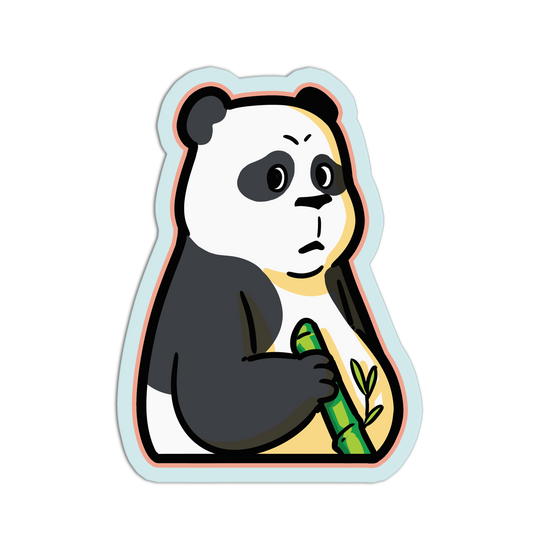 Serious Panda with Bamboo - Cute Pandas Stickers