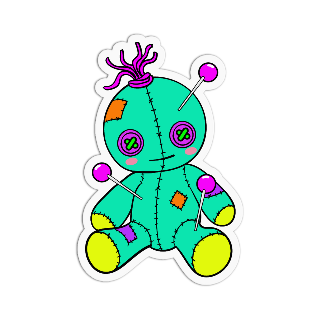 Green Patch - Cute Voodoo Dolls Sticker