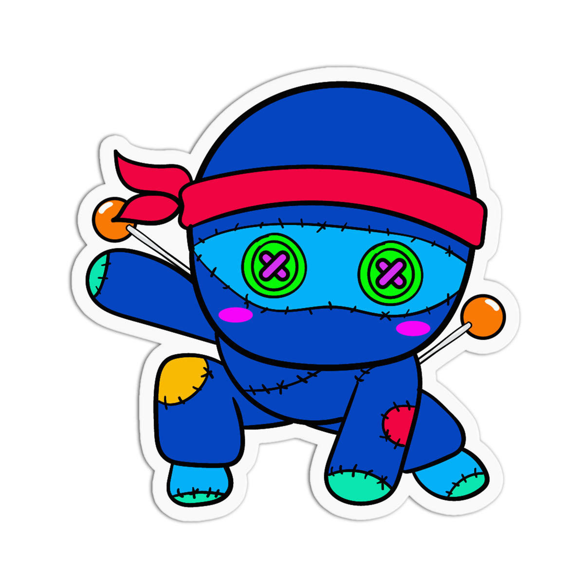 Blue Ninja - Cute Voodoo Dolls Sticker
