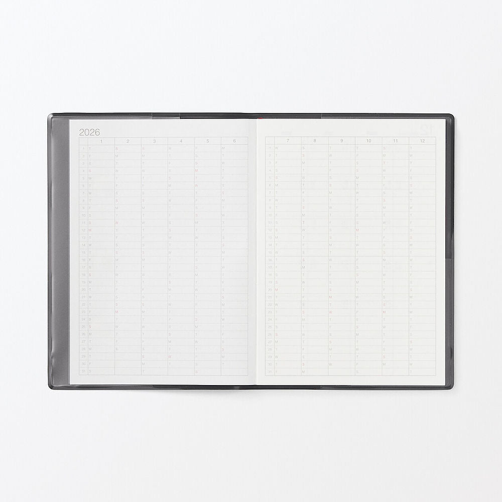 MUJI Dark Grey 2026 Monthly/Weekly Planner B6