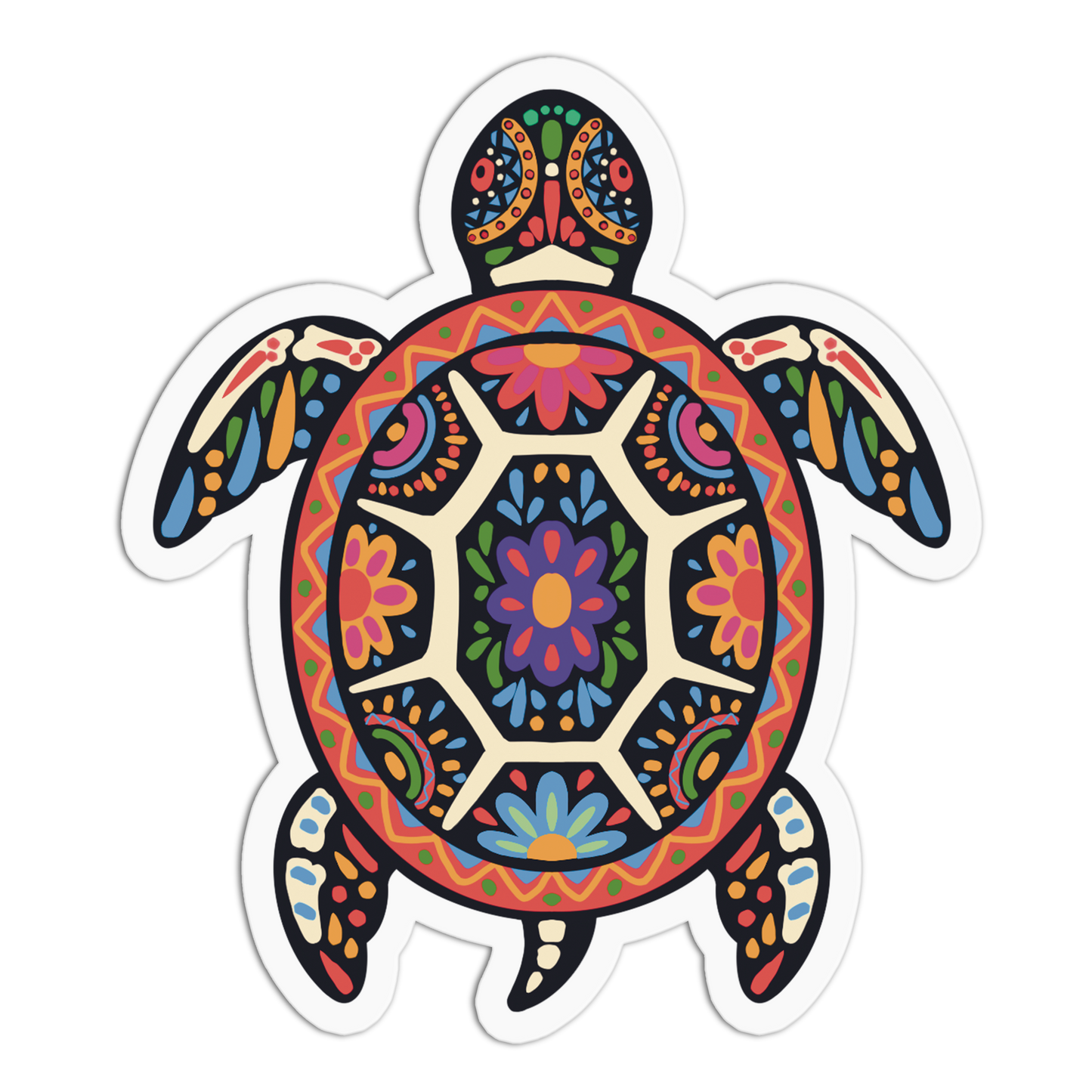 Sea Turtle Day Of The Dead Sticker