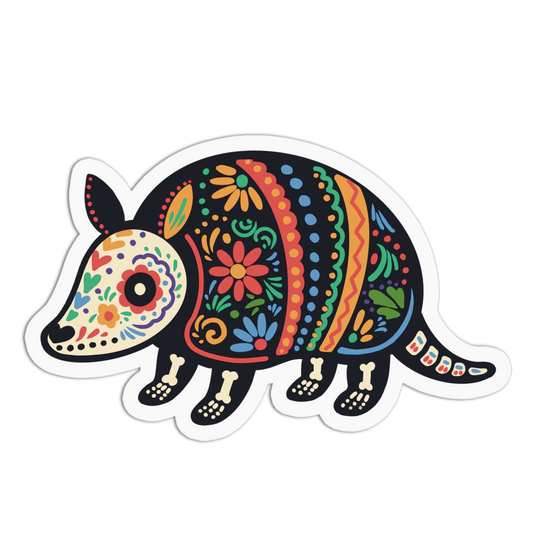 Cute Armadillo Day Of The Dead Sticker