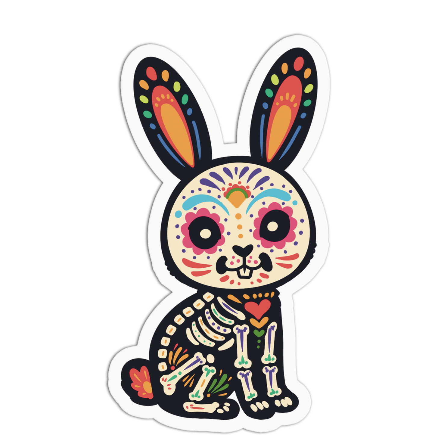 Skeleton Bunny Day Of The Dead Sticker