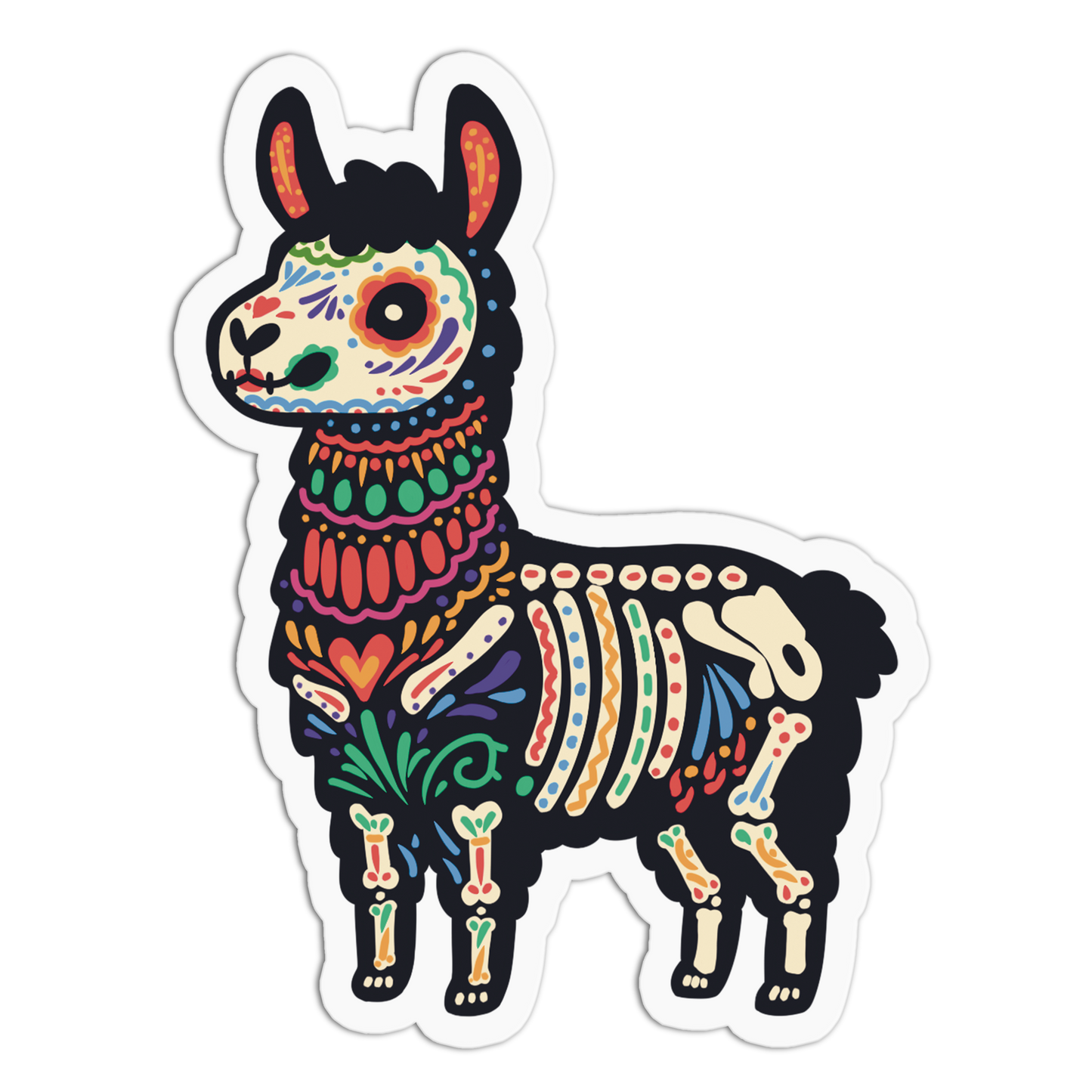 Skeleton Llama Day Of The Dead Sticker