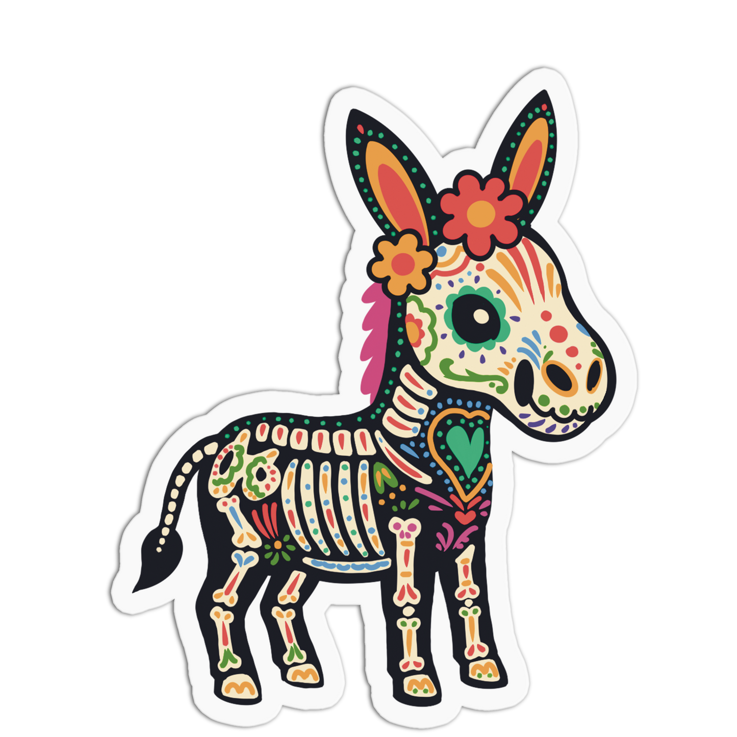 Little Donkey Day Of The Dead Sticker