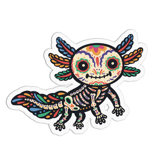Axolotl Salamander Day Of The Dead Sticker