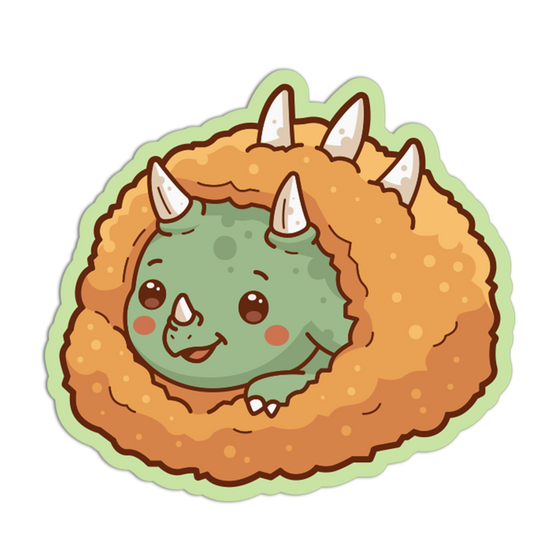Cartoon dinosaur in a nest on a white background