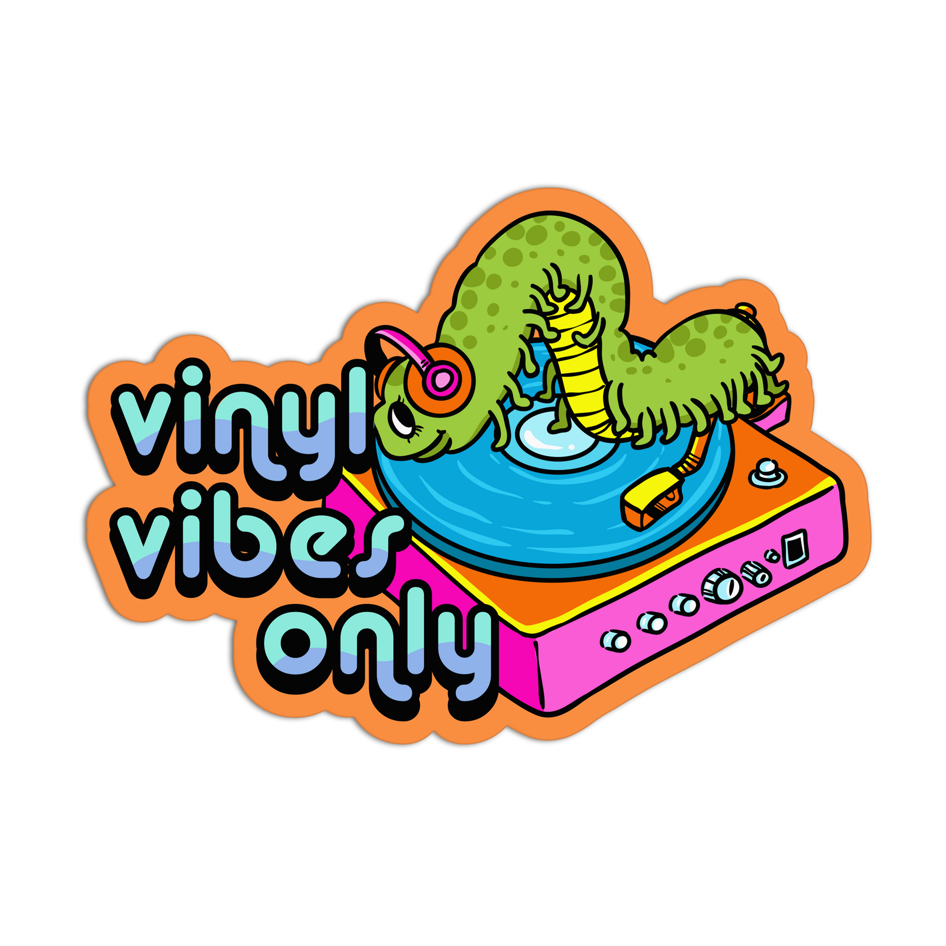 Vinyl Vibes Only DJ Set Textured Stickers