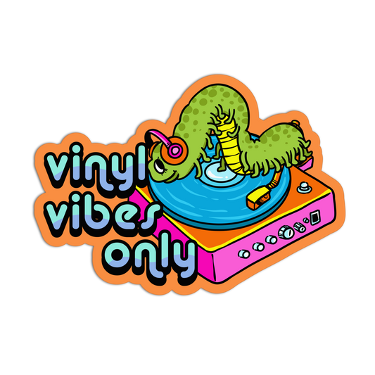 Vinyl Vibes Only DJ Set Textured Stickers
