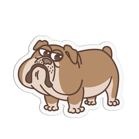 Cartoon bulldog sticker on a white background