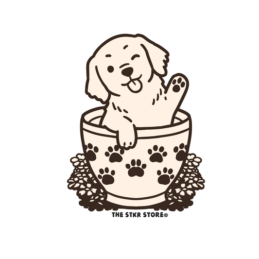 Golden Retriever in a Paw Print - Dog in a Cup Sticker