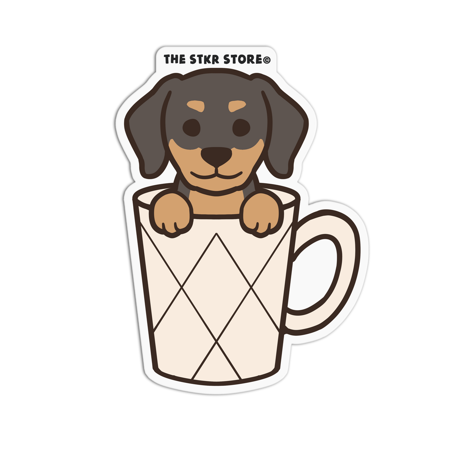 Dachshund - Dog in a Cup Sticker - The Stkr Store