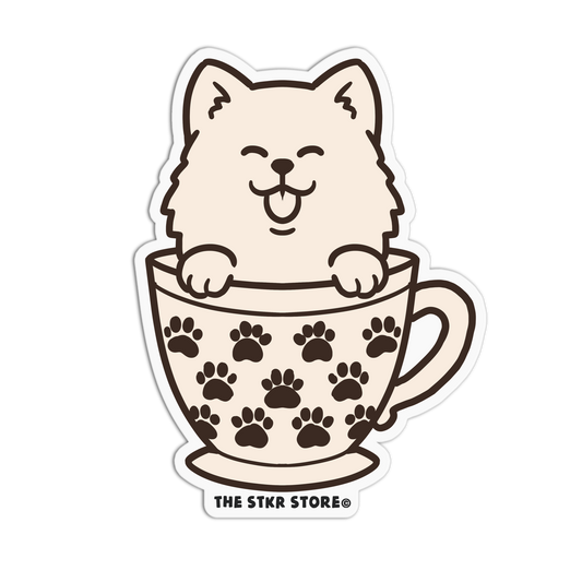 Pomeranian - Dog in a Cup Sticker