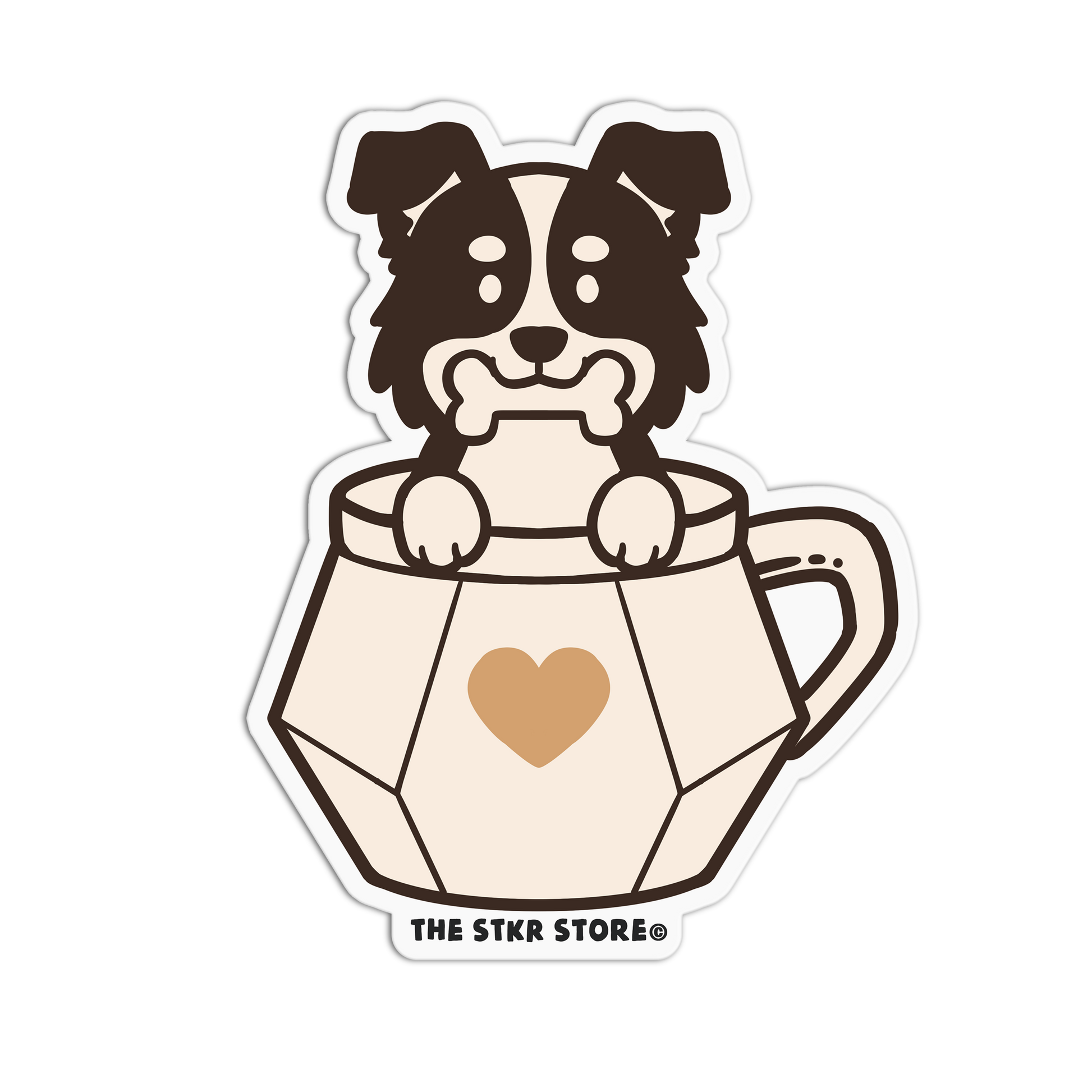 Border Collie - Dog in a Cup Sticker - The Stkr Store