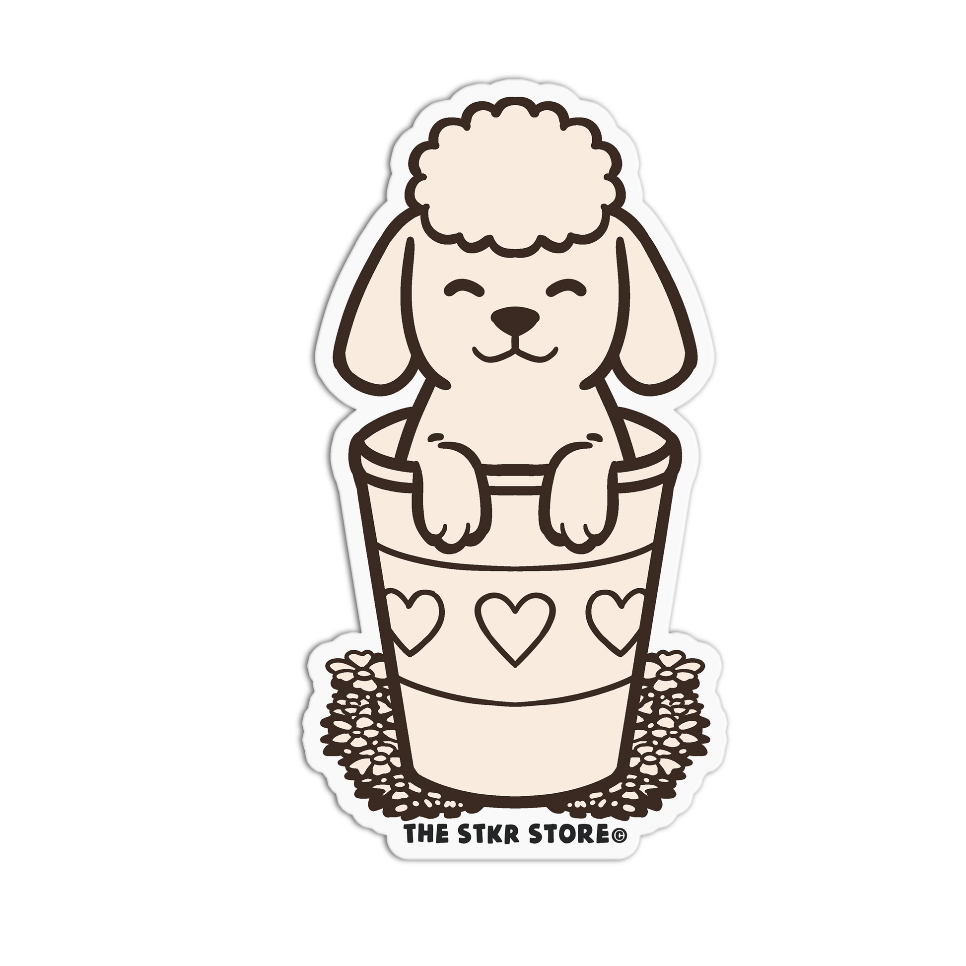Poodle in a Heart - Dog in a Cup Sticker - The Stkr Store