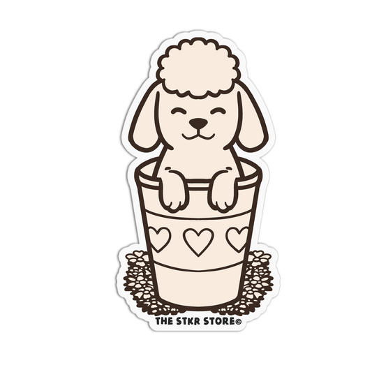 Poodle in a Heart - Dog in a Cup Sticker