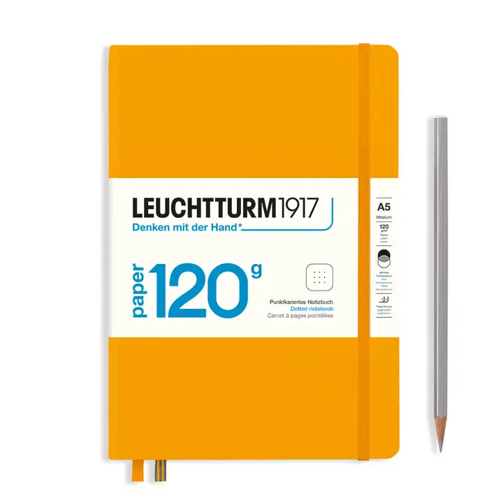 Orange notebook with Leuchtturm1917 branding on a white background