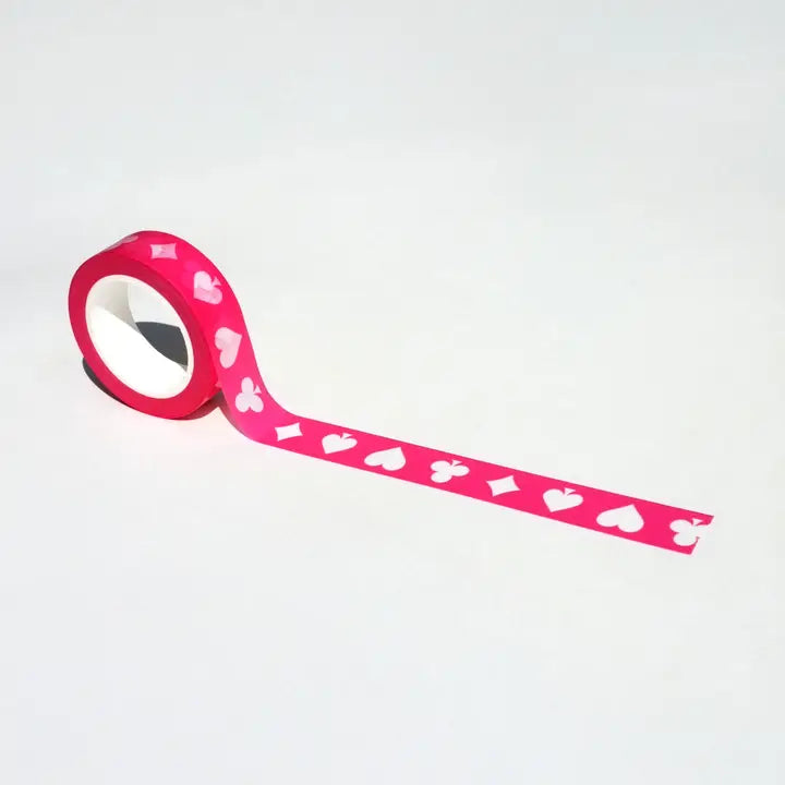 Pink tape with heart pattern on a white background