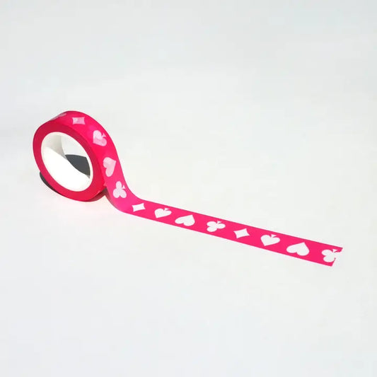 Pink tape with heart pattern on a white background