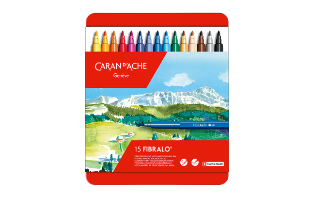 Set of 15 FIBRALO™ Fibre Pen Markers in Metal Box Caran d'Ache