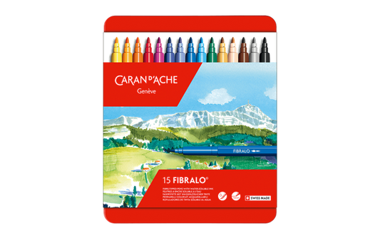 Set of 15 FIBRALO™ Fibre Pen Markers in Metal Box Caran d'Ache