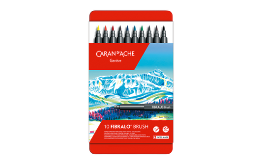 Set of 10 FIBRALO™ Fibre Brush Markers in Metal Box Caran d'Ache