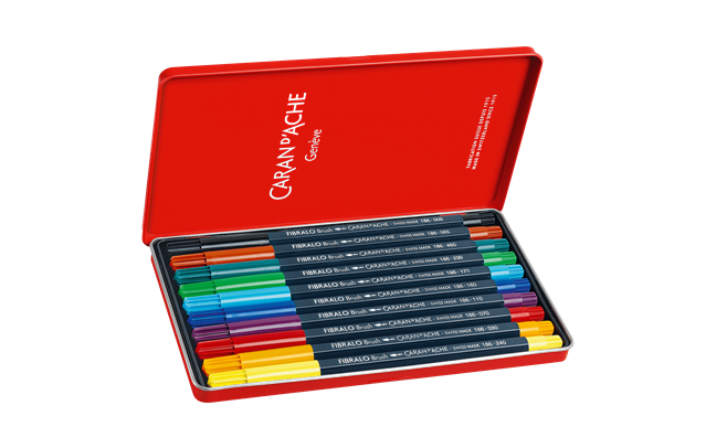 Set of 10 FIBRALO™ Fibre Brush Markers in Metal Box Caran d'Ache