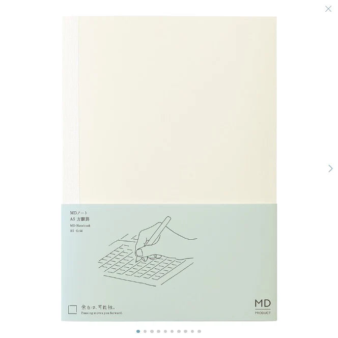 Product packaging with a minimalist design featuring a hand drawing on a grid.