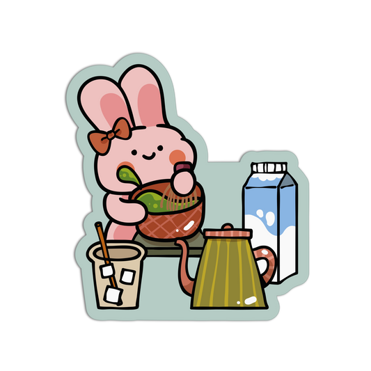 Bunny Brewing Coquette Coffee Matcha Sticker