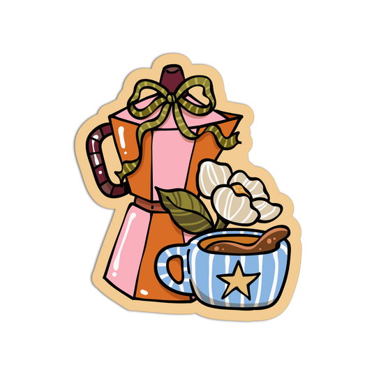 Moka Pot Coquette Coffee Matcha Sticker