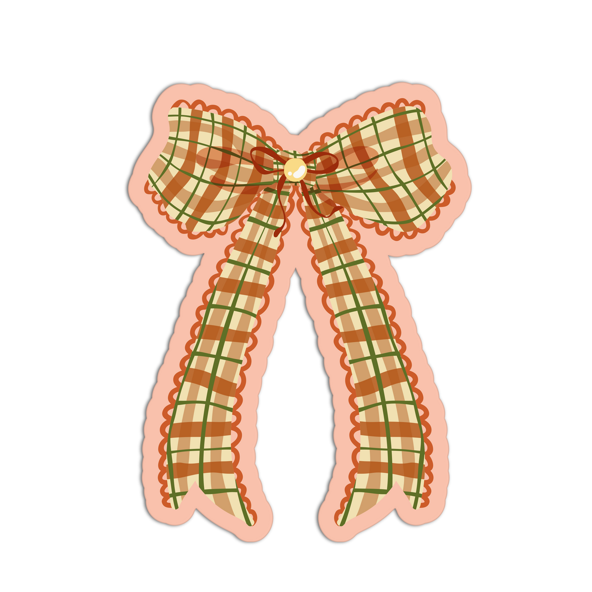 Gingham Lace Fall Theme Ribbon Sticker