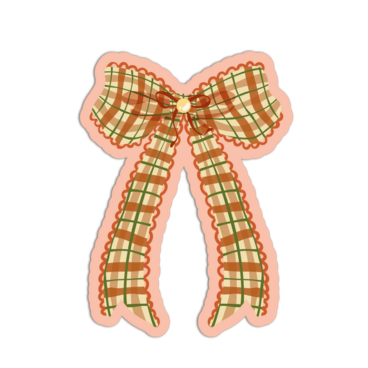 Gingham Lace Fall Theme Ribbon Sticker