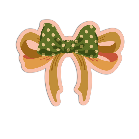 Olive Polka Fall Theme Ribbon Sticker