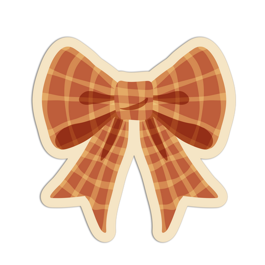 Plaid Pattern Fall Theme Ribbon Sticker
