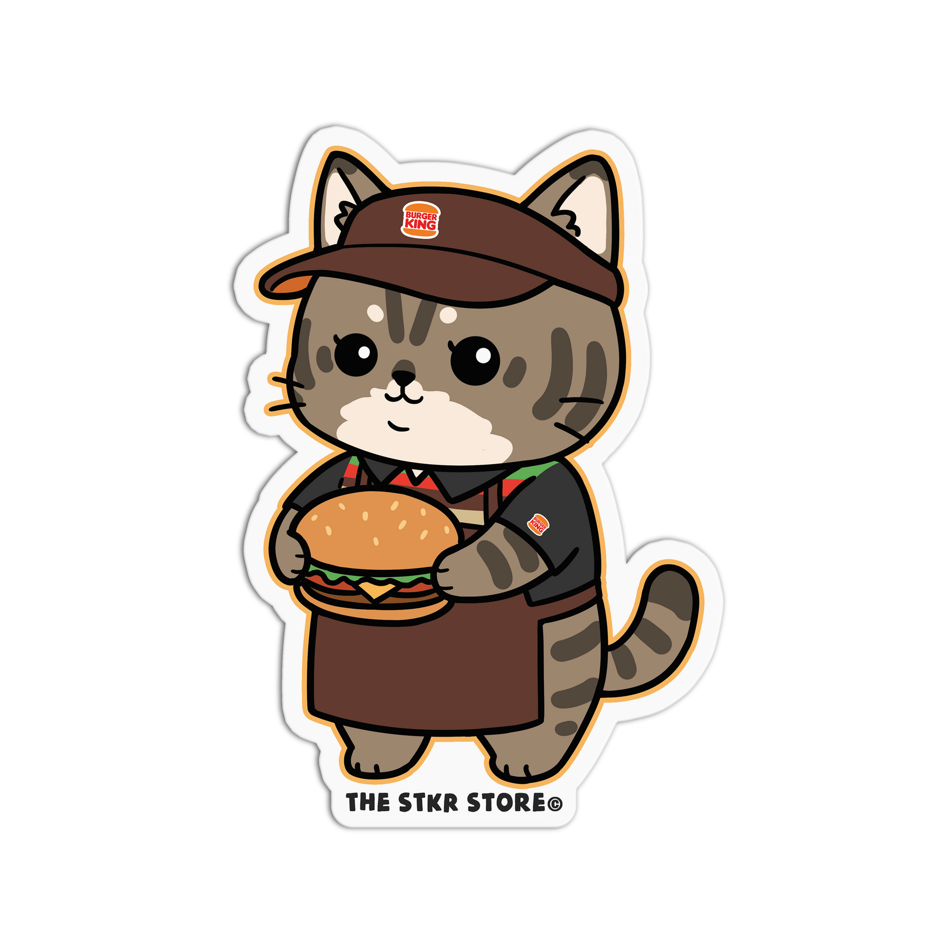 "Purr-ger" King Cat - Fastfood Animals Sticker - The Stkr Store