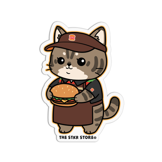"Purr-ger" King Cat - Fastfood Animals Sticker