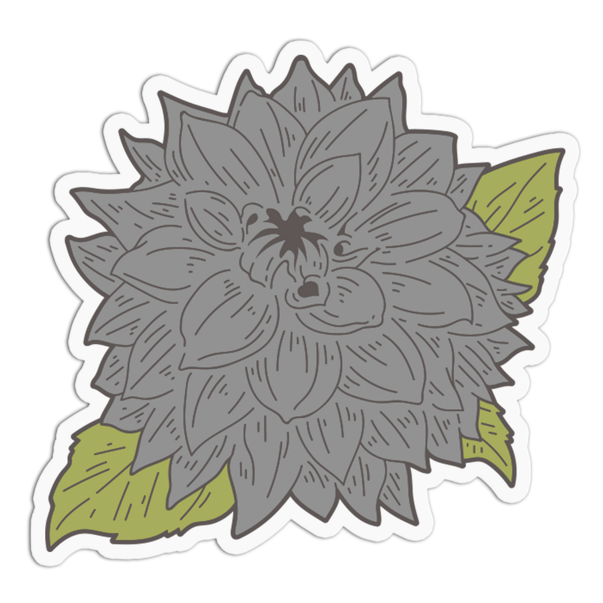 Grey Vintage Dahlia - Flower Sticker