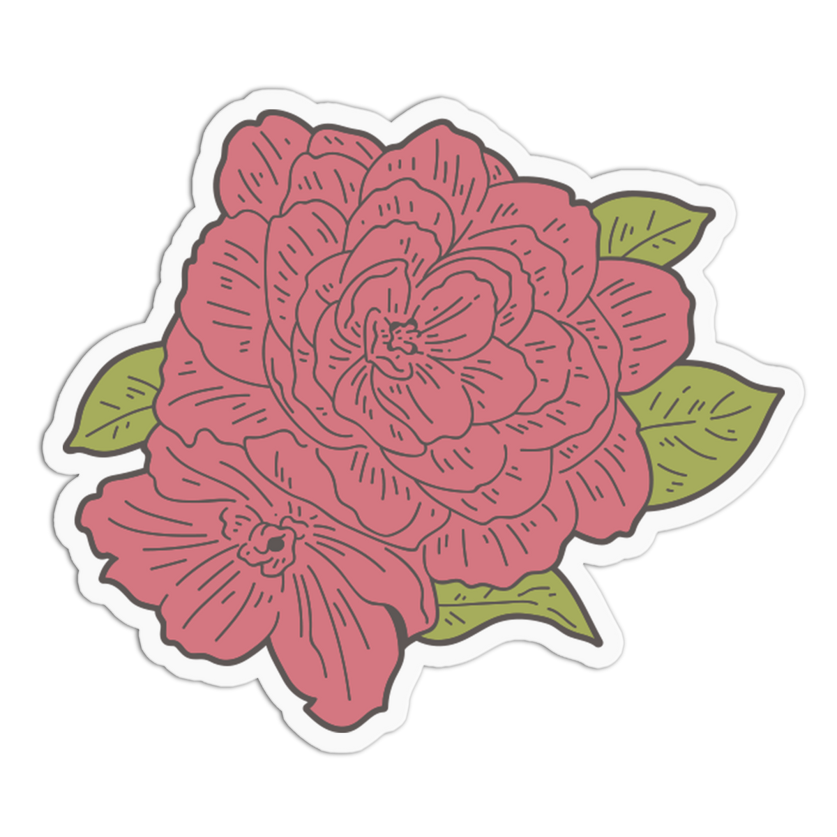 Blooming Camellia Bush - Flower Sticker