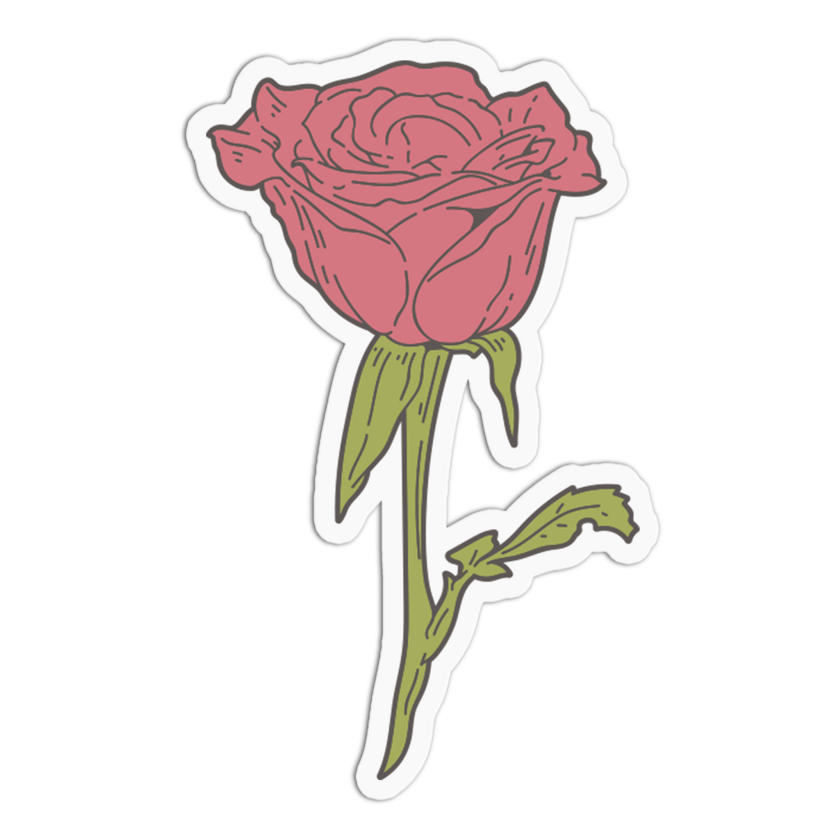 Elegant Red Rose - Flower Sticker