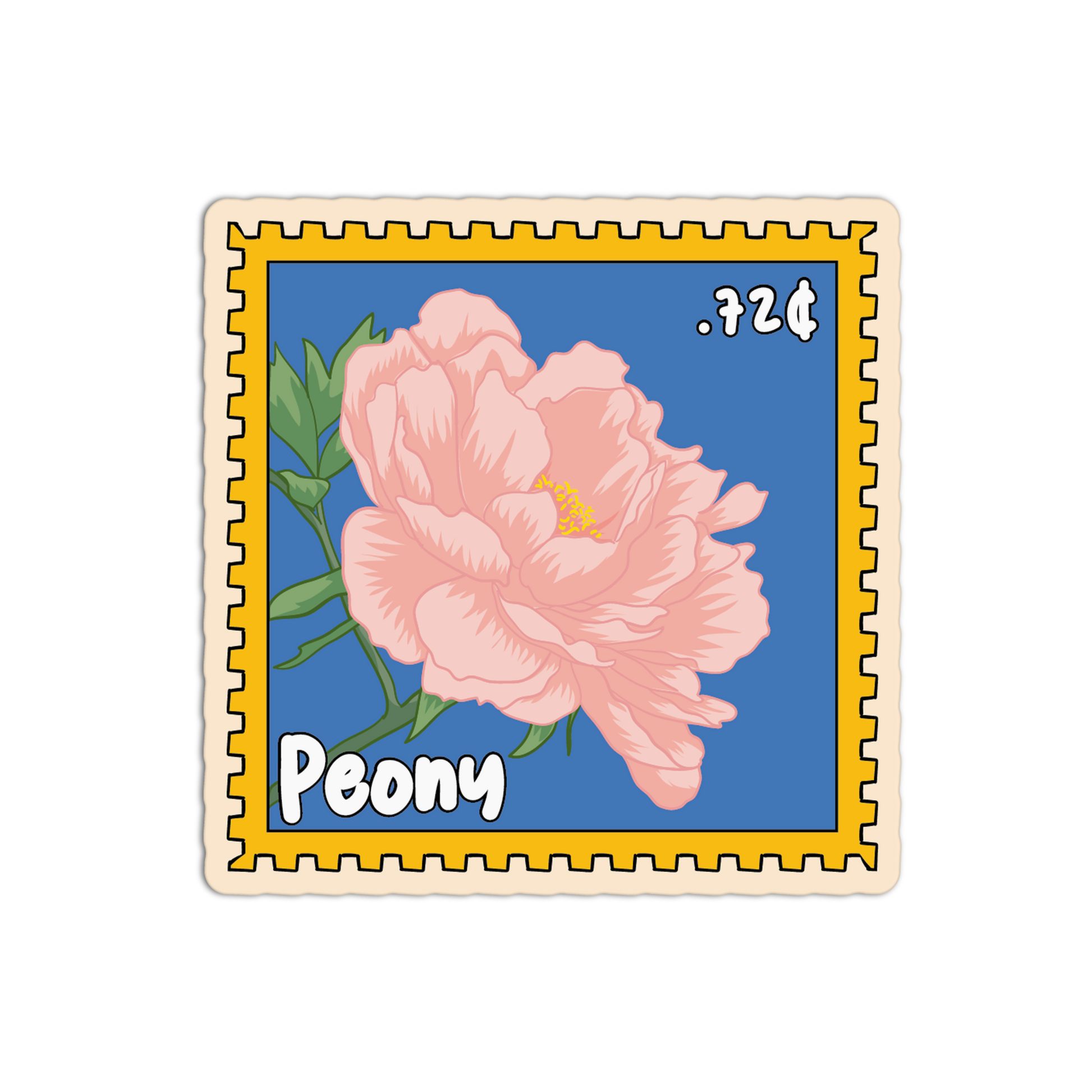 Peony Stamp - Flower Stamp Stickers - The Stkr Store