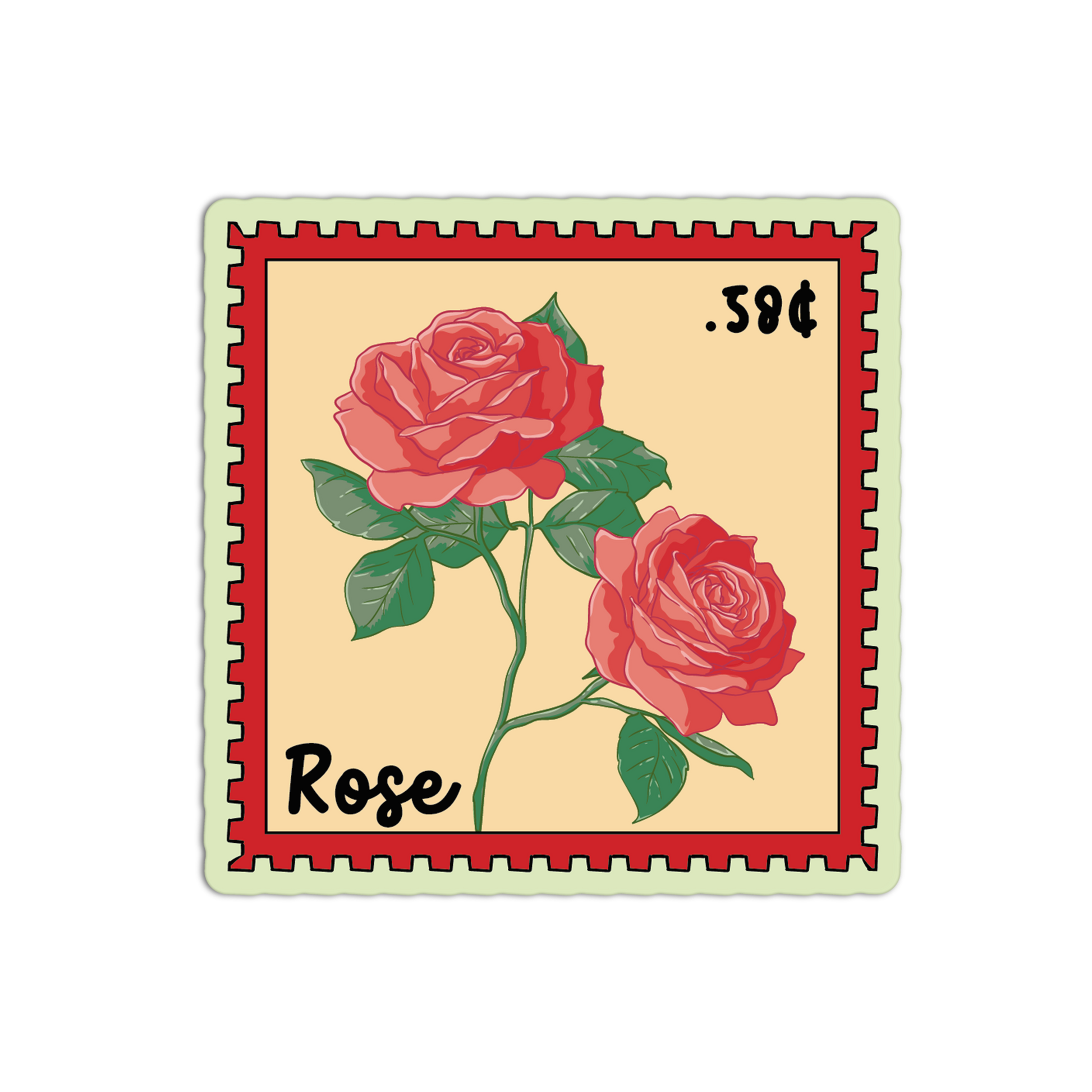 Rose Stamp - Flower Stamp Stickers - The Stkr Store