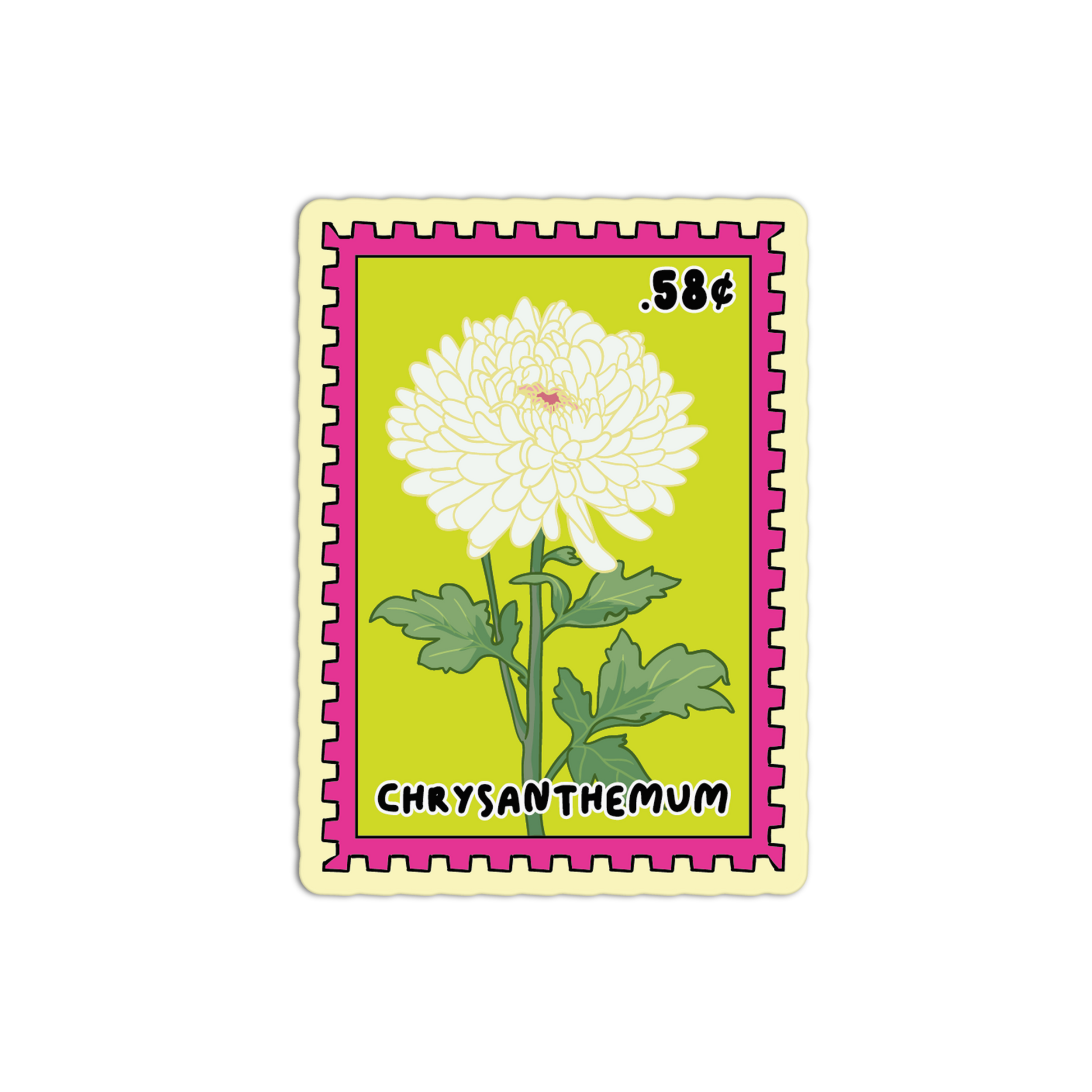Chrysanthemum Stamp - Flower Stamp Stickers - The Stkr Store