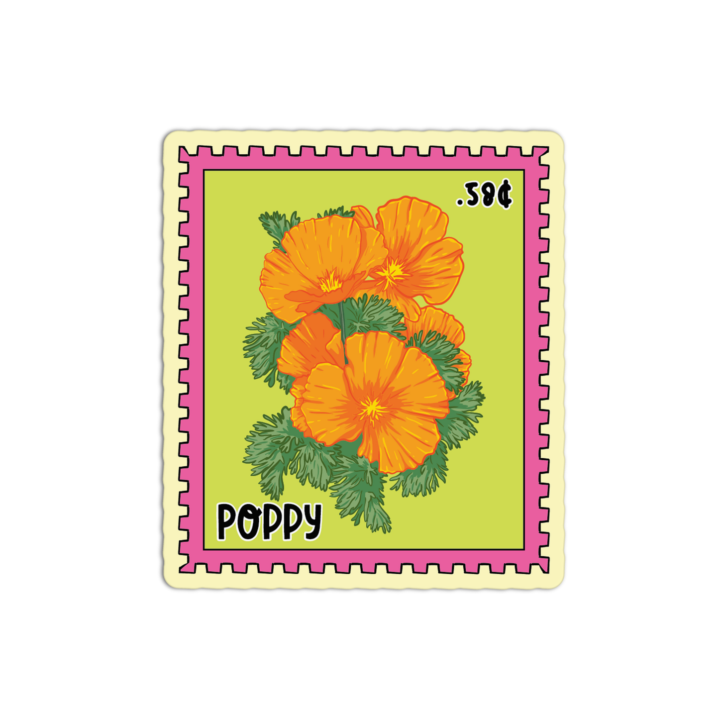 Poppy Stamp - Flower Stamp Stickers - The Stkr Store