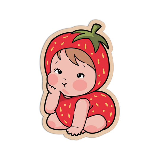 Pouting Strawberry Fruit Babies Sticker